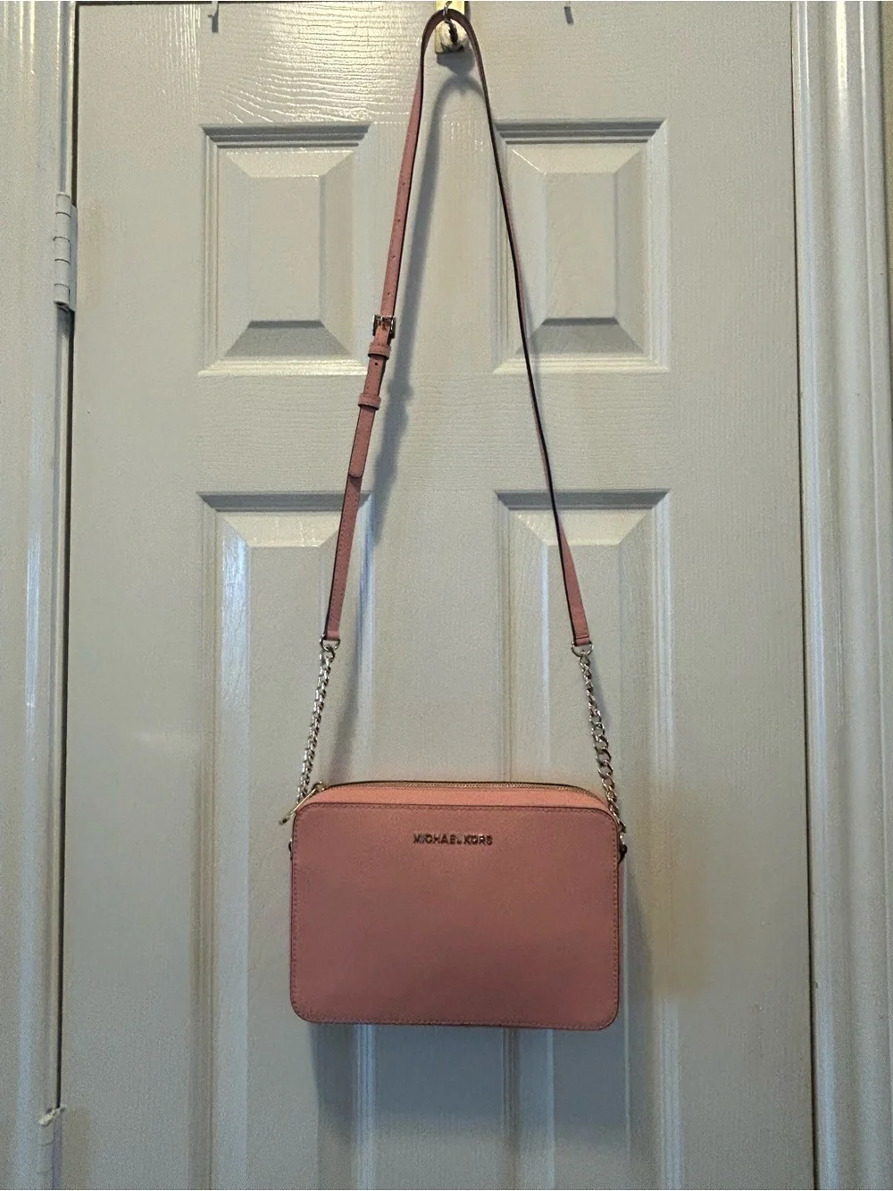 Michael Kors Pink Crossbody Camera Bag with Chain Strap
